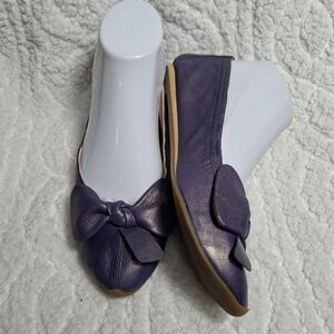 Indigo Purple Flats Shoes with Bow Accent Size 6